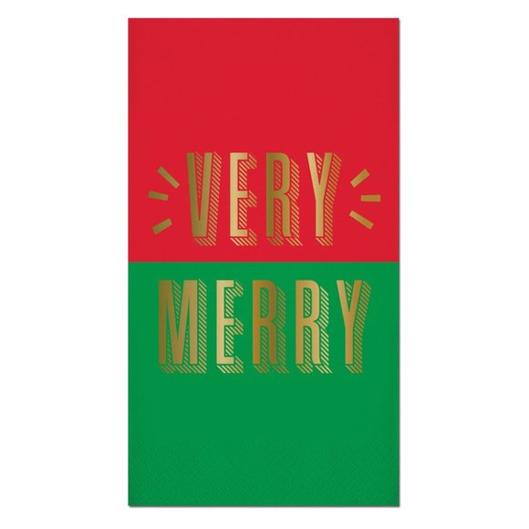 Gold Foil Very Merry Christmas Paper Guest Towels - Picture 1 of 1